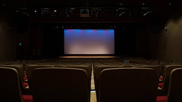 a theater with a screen